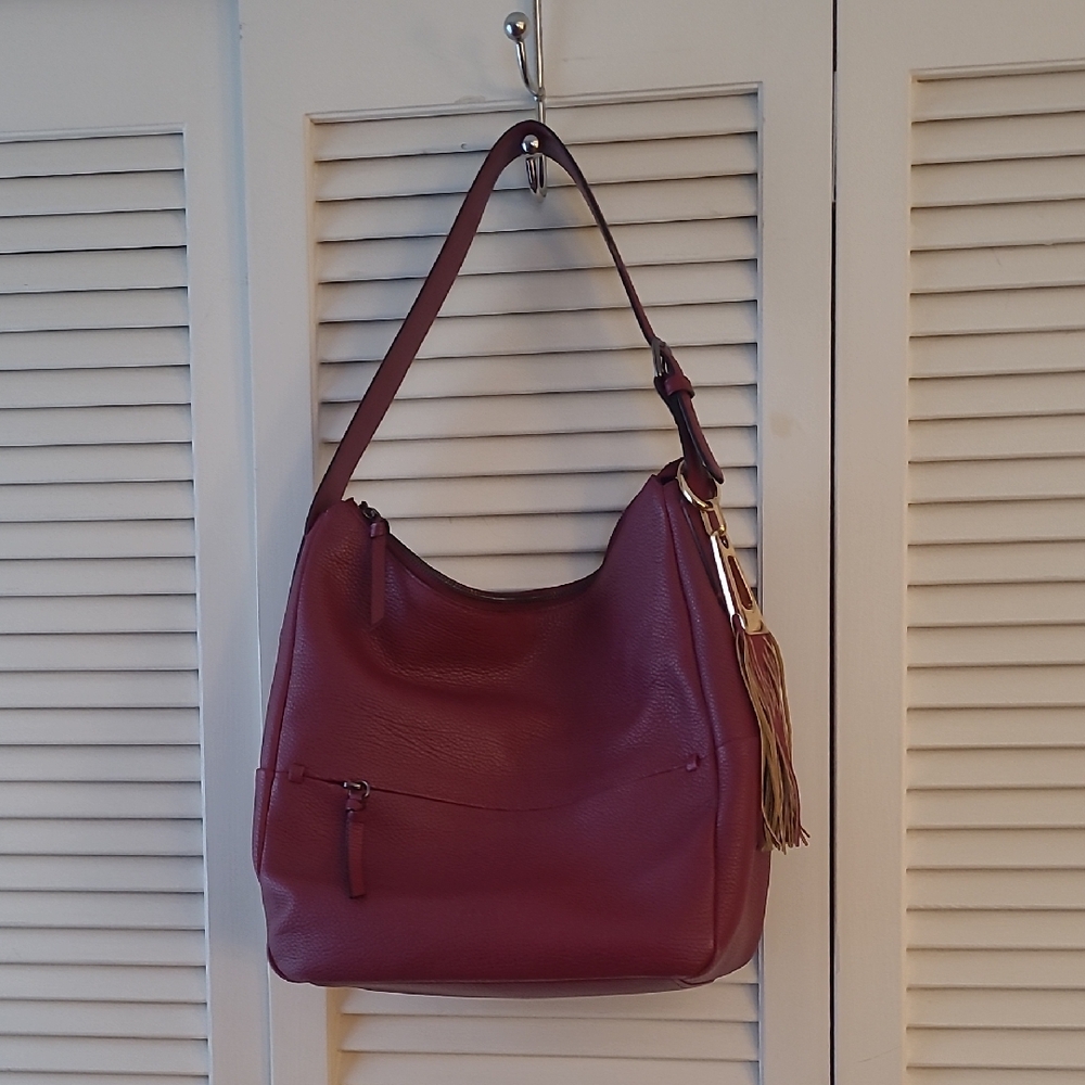 Ecco Wine Leather Hobo Bag